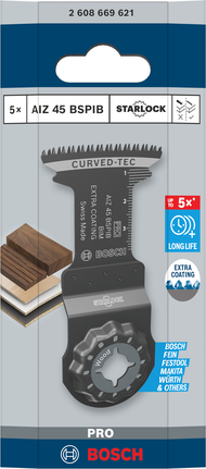 Bosch PRO AIZ 45 BSPIB zanorovací pílový list 45x45 mm, balenie 5 kusov.